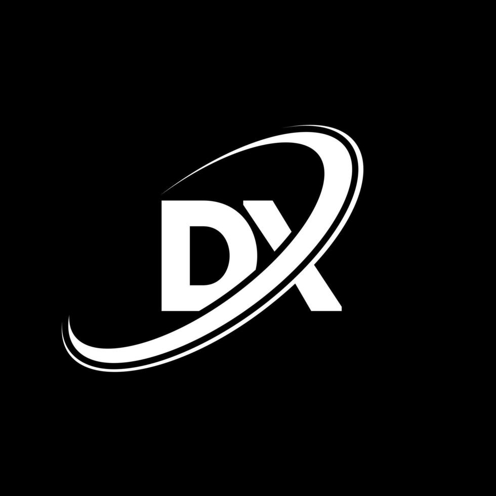 diseño del logotipo de la letra dx dx. letra inicial dx círculo vinculado en mayúsculas logo monograma rojo y azul. logotipo dx, diseño dx. dx, dx vector