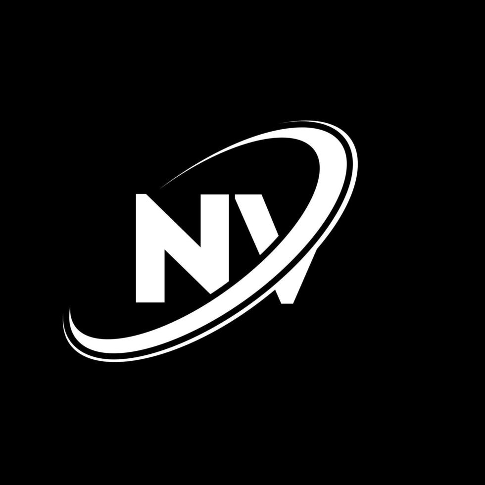 diseño del logotipo de la letra nv nv. letra inicial nv círculo vinculado en mayúsculas logo monograma rojo y azul. logotipo de nv, diseño de nv. nv, nv vector