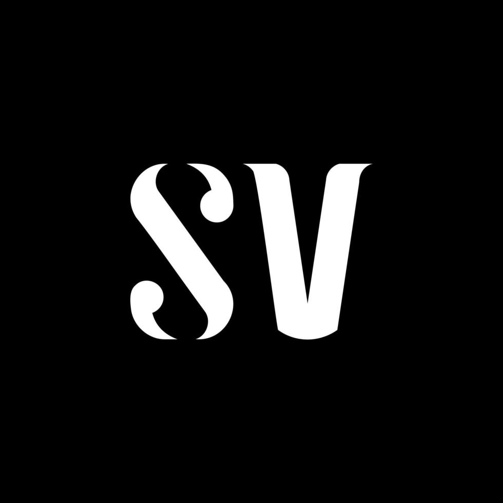 SV S V letter logo design. Initial letter SV uppercase monogram logo white color. SV logo, S V design. SV, S V vector