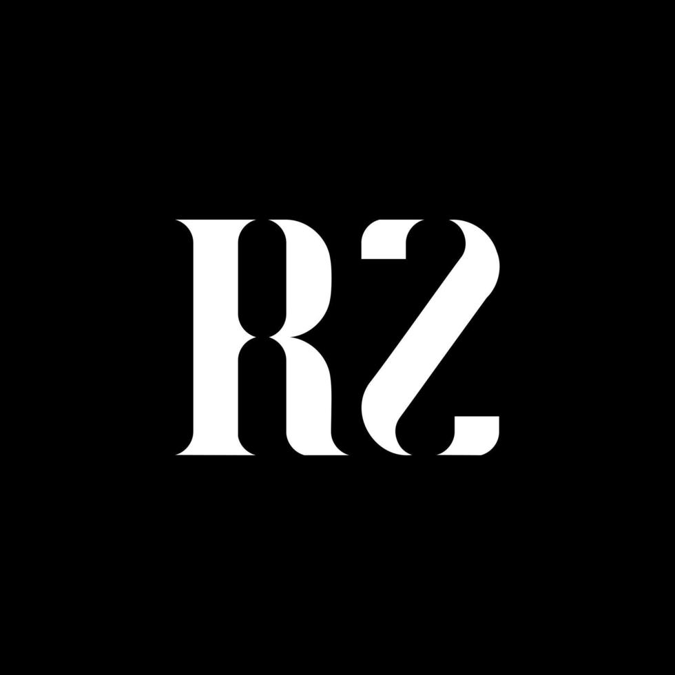 RZ R Z letter logo design. Initial letter RZ uppercase monogram logo white color. RZ logo, R Z design. RZ, R Z vector