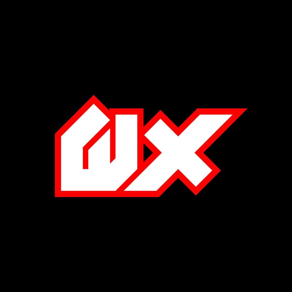 WX logo design, initial WX letter design with sci-fi style. WX logo for game, esport, Technology, Digital, Community or Business. W X sport modern Italic alphabet font. Typography urban style fonts. vector