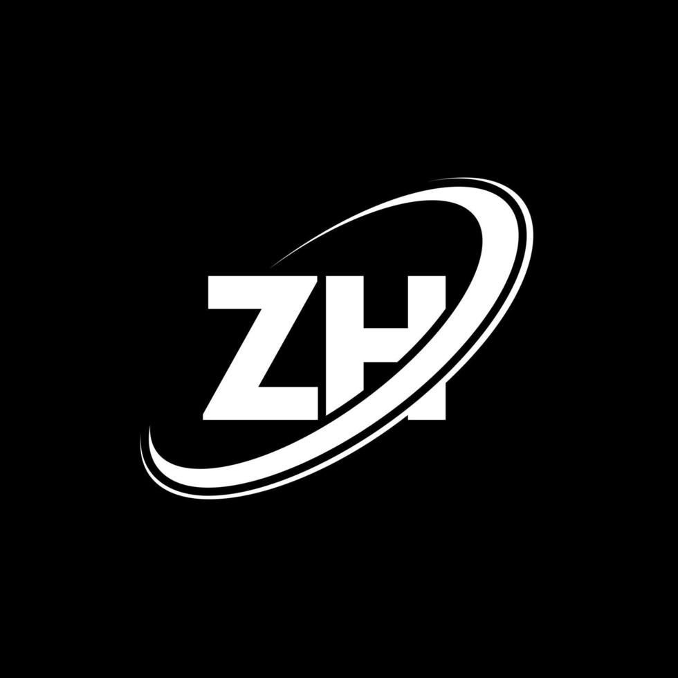 ZH Z H letter logo design. Initial letter ZH linked circle uppercase monogram logo red and blue. ZH logo, Z H design. zh, z h vector