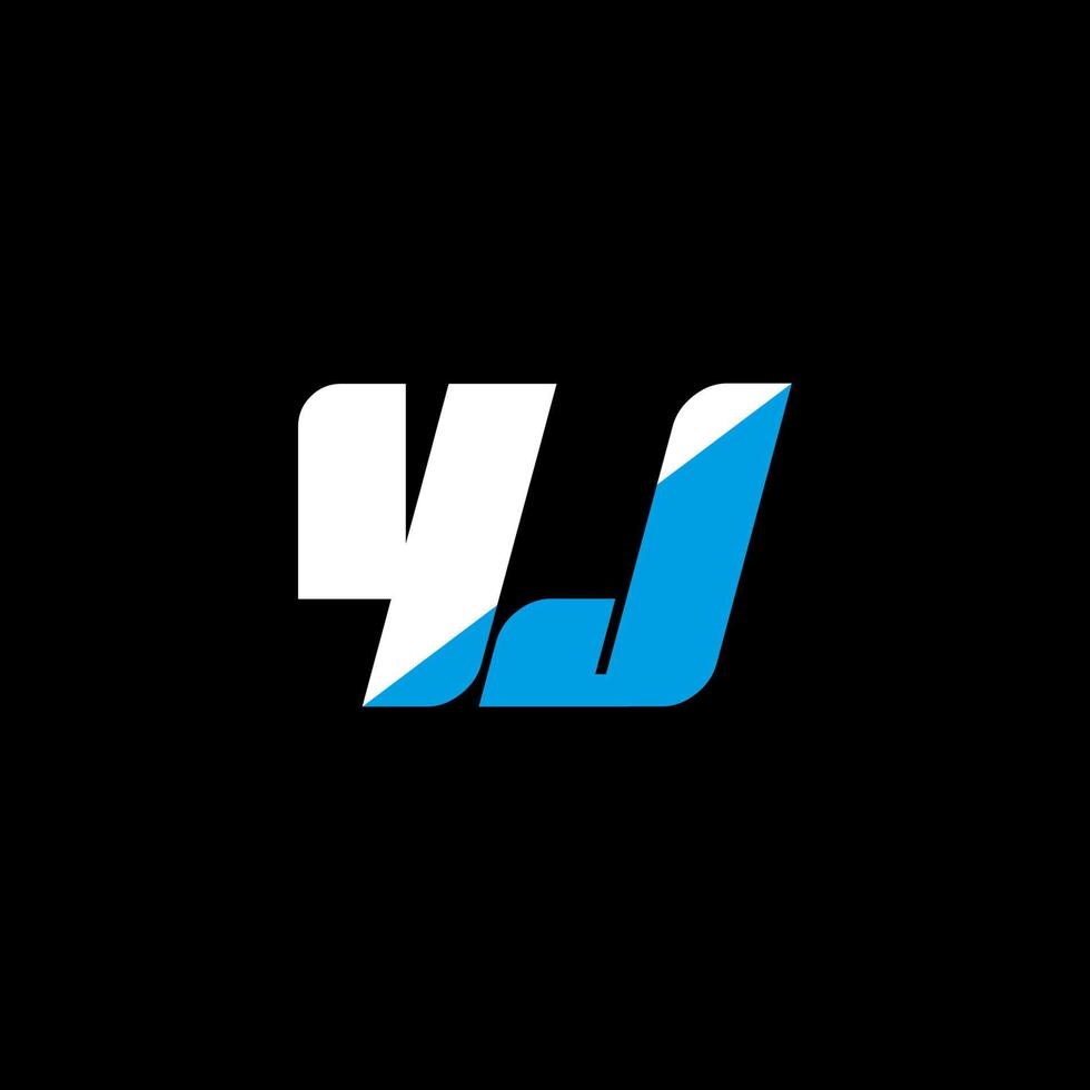 diseño del logotipo de la letra yj sobre fondo negro. yj creative iniciales carta logo concepto. diseño de icono yj. yj diseño de icono de letra blanca y azul sobre fondo negro. yj vector