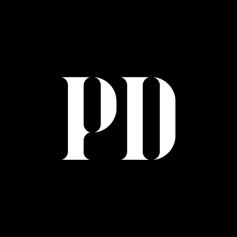 PD P D letter logo design. Initial letter PD uppercase monogram logo white color. PD logo, P D design. PD, P D vector