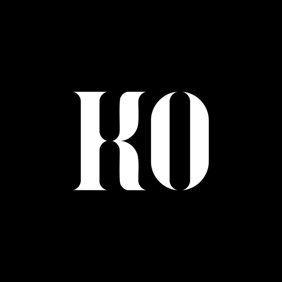 diseño del logotipo de la letra ko ko. letra inicial ko mayúscula monograma logo color blanco. logotipo de ko, diseño de ko. ko, ko vector