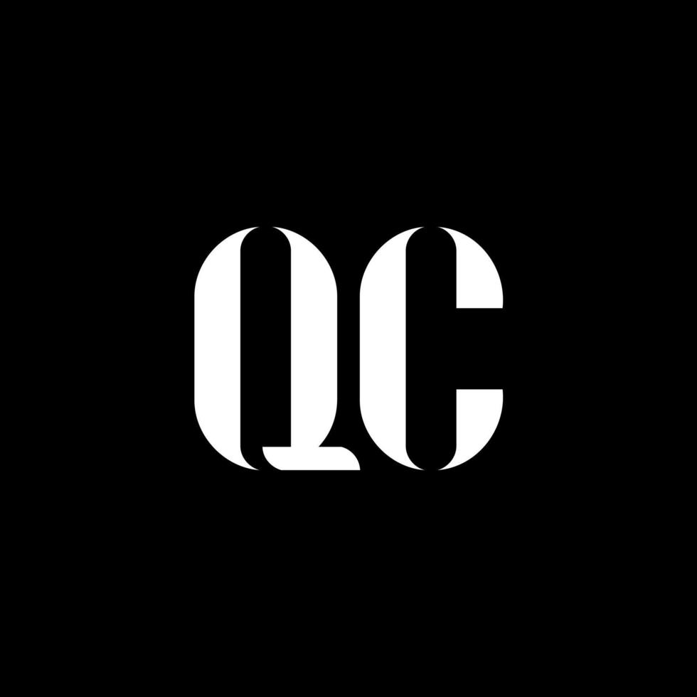 QC Q C letter logo design. Initial letter QC uppercase monogram logo white color. QC logo, Q C design. QC, Q C vector