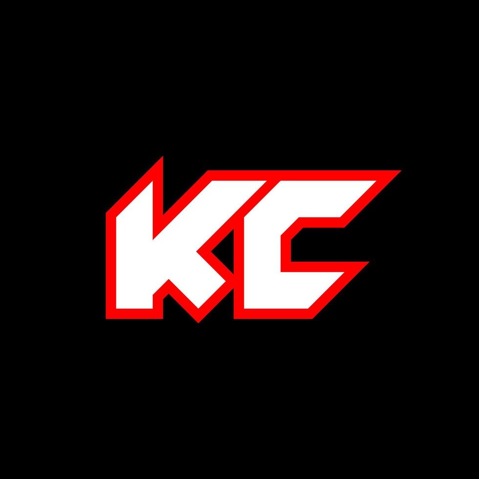 diseño de logotipo kc, diseño inicial de letras kc con estilo de ciencia ficción. logotipo de kc para juegos, deportes, tecnología, digital, comunidad o negocios. fuente de alfabeto cursiva moderna kc sport. fuentes tipográficas de estilo urbano. vector