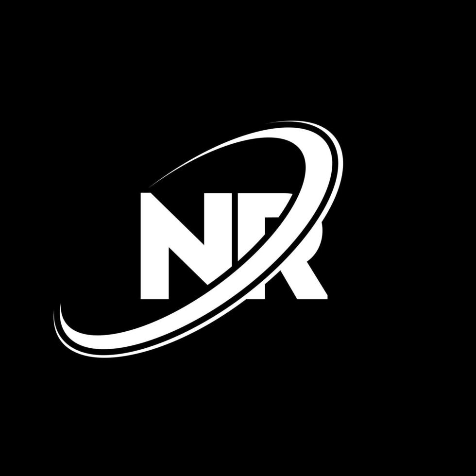 NR N R letter logo design. Initial letter NR linked circle uppercase monogram logo red and blue. NR logo, N R design. nr, n r vector