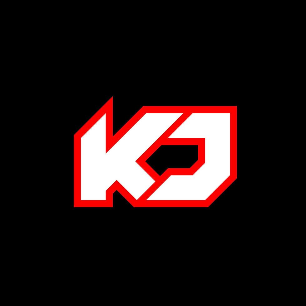 KJ logo design, initial KJ letter design with sci-fi style. KJ logo for game, esport, Technology, Digital, Community or Business. K J sport modern Italic alphabet font. Typography urban style fonts. vector