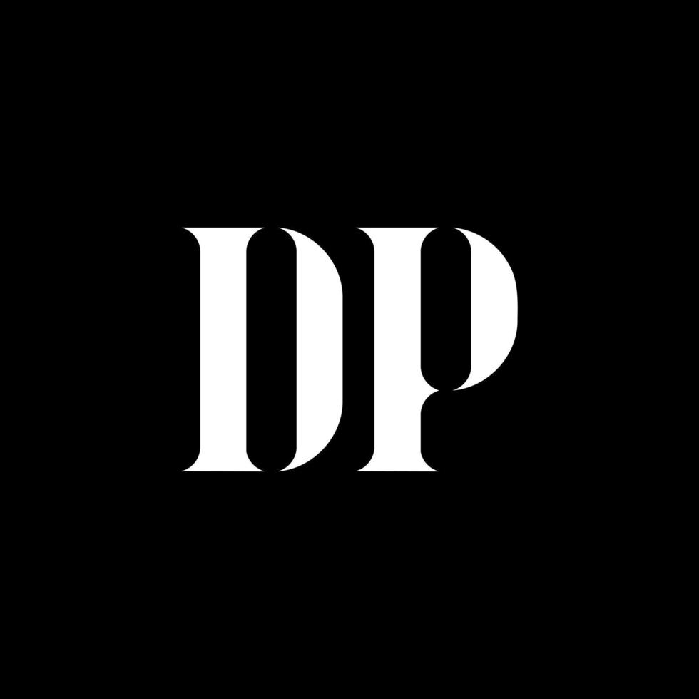 DP D P letter logo design. Initial letter DP uppercase monogram logo white color. DP logo, D P design. DP, D P vector