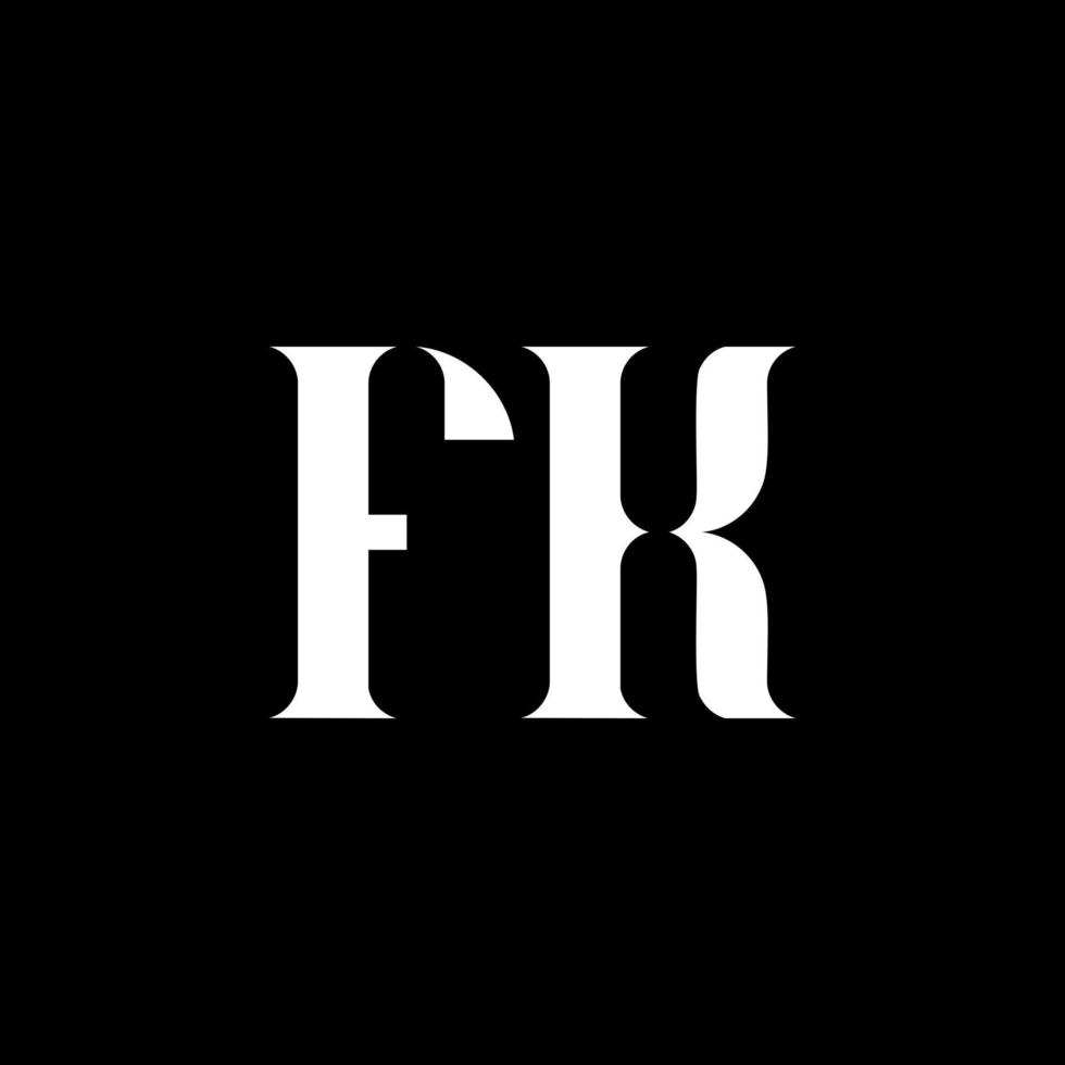 FK F K letter logo design. Initial letter FK uppercase monogram logo white color. FK logo, F K design. FK, F K vector