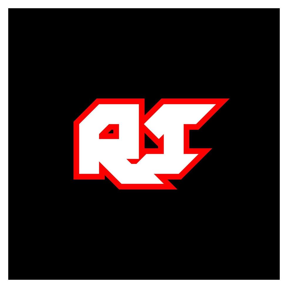RI logo design, initial RI letter design with sci-fi style. RI logo for game, esport, Technology, Digital, Community or Business. R I sport modern Italic alphabet font. Typography urban style fonts. vector
