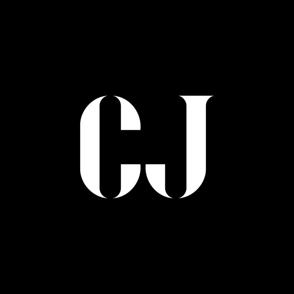 CJ C J letter logo design. Initial letter CJ uppercase monogram logo white color. CJ logo, C J design. CJ, C J vector