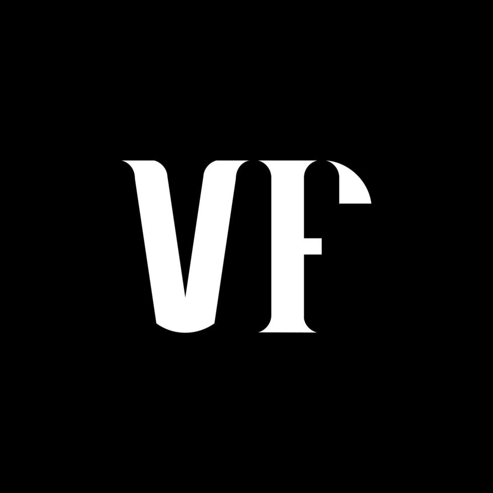 VF V F letter logo design. Initial letter VF linked circle uppercase monogram logo white color. VF logo, V F design. VF, V F vector