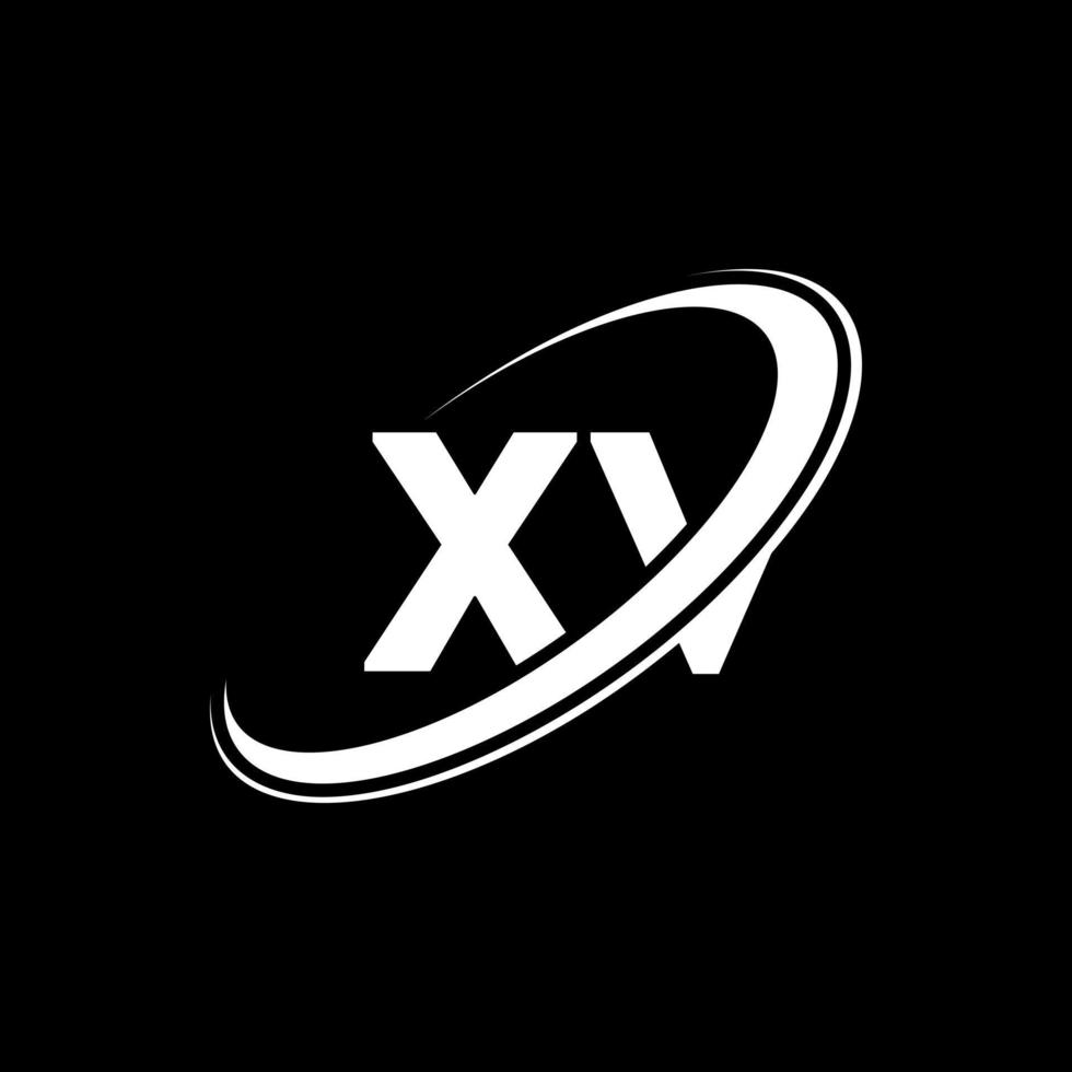 XV X V letter logo design. Initial letter XV linked circle uppercase monogram logo red and blue. XV logo, X V design. xv, x v vector
