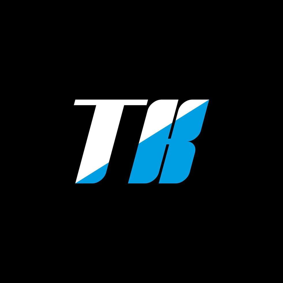 diseño de logotipo de letra tk sobre fondo negro. concepto de logotipo de letra de iniciales creativas tk. diseño de icono de conocimientos tradicionales. tk diseño de icono de letra blanca y azul sobre fondo negro. conocimientos tradicionales vector