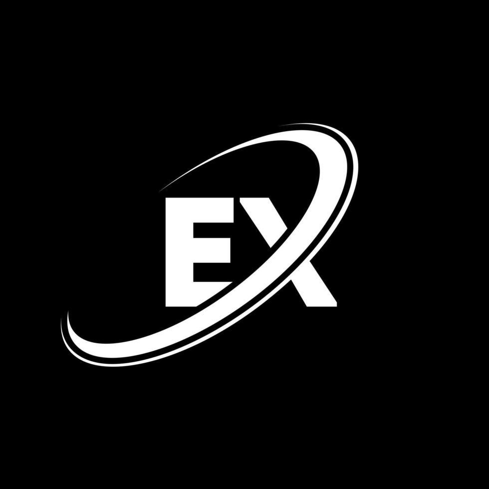 EX E X letter logo design. Initial letter EX linked circle uppercase monogram logo red and blue. EX logo, E X design. ex, e x vector