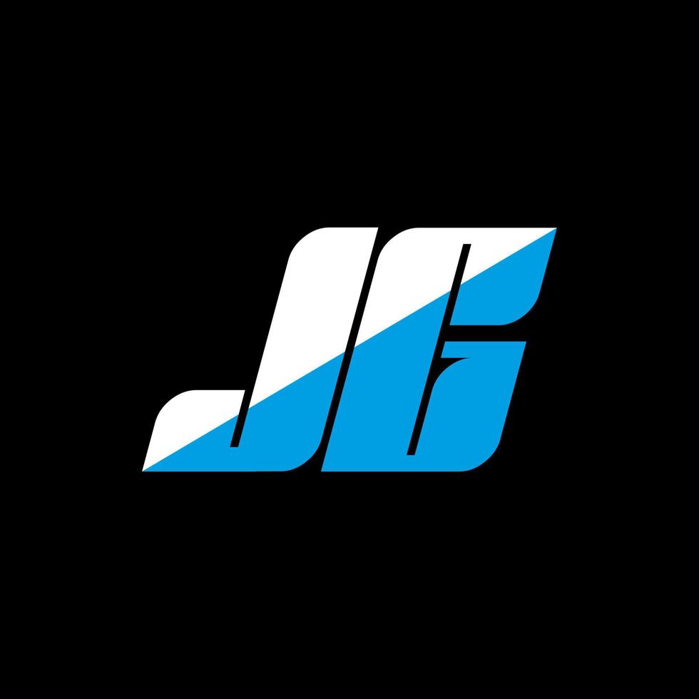 JG letter logo design on black background. JG creative initials letter logo concept. jg icon design. JG white and blue letter icon design on black background. J G vector