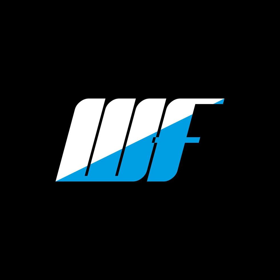 WF letter logo design on black background. WF creative initials letter logo concept. WF icon design. WF white and blue letter icon design on black background. W F vector
