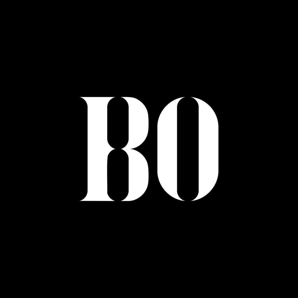 BO B O letter logo design. Initial letter BO uppercase monogram logo white color. BO logo, B O design. BO, B O vector