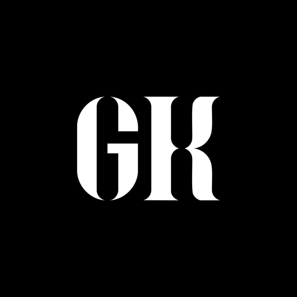 diseño del logotipo de la letra gk gk. letra inicial gk mayúscula monograma logo color blanco. logotipo gk, diseño gk. gk, gk vector