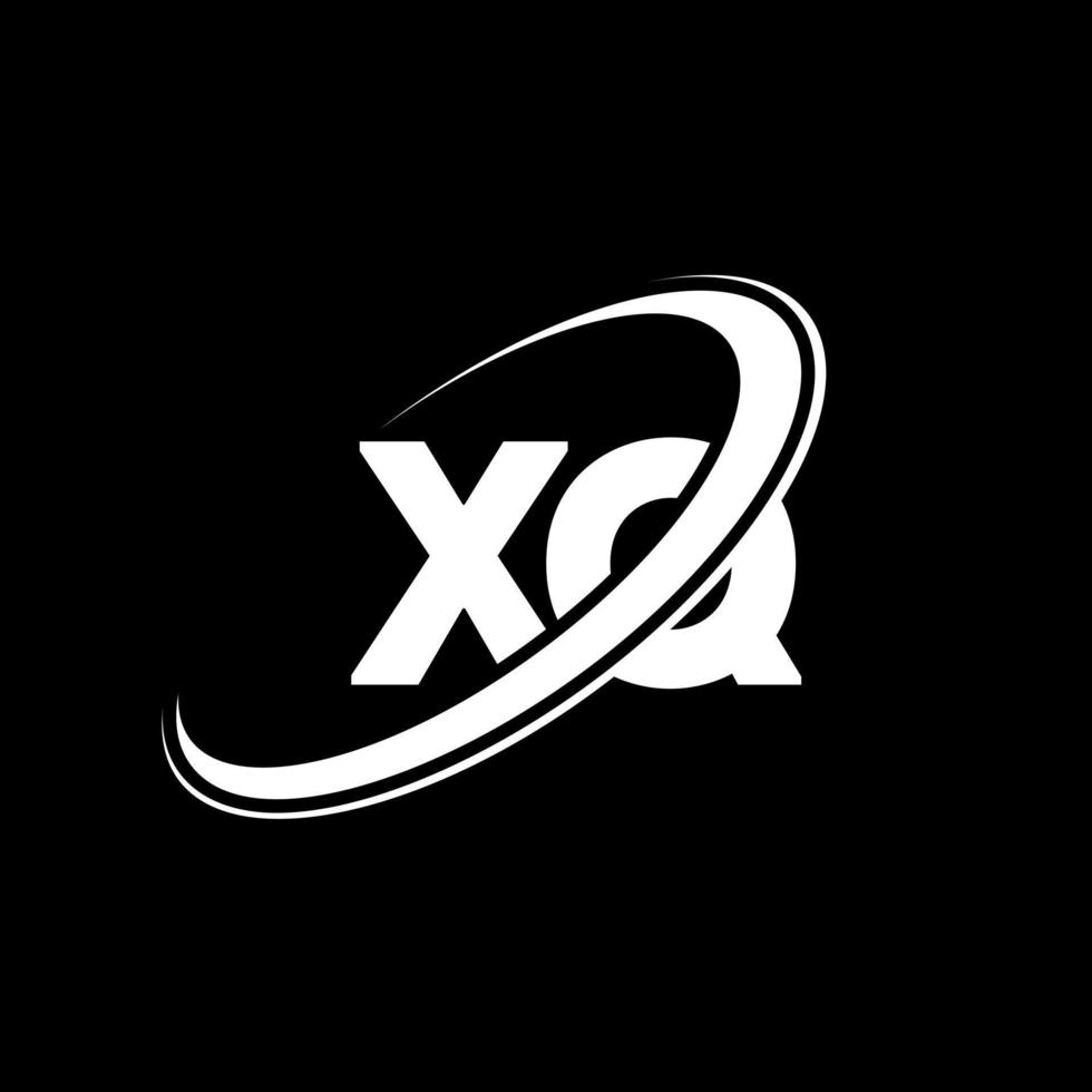 XQ X Q letter logo design. Initial letter XQ linked circle uppercase monogram logo red and blue. XQ logo, X Q design. xq, x q, vector