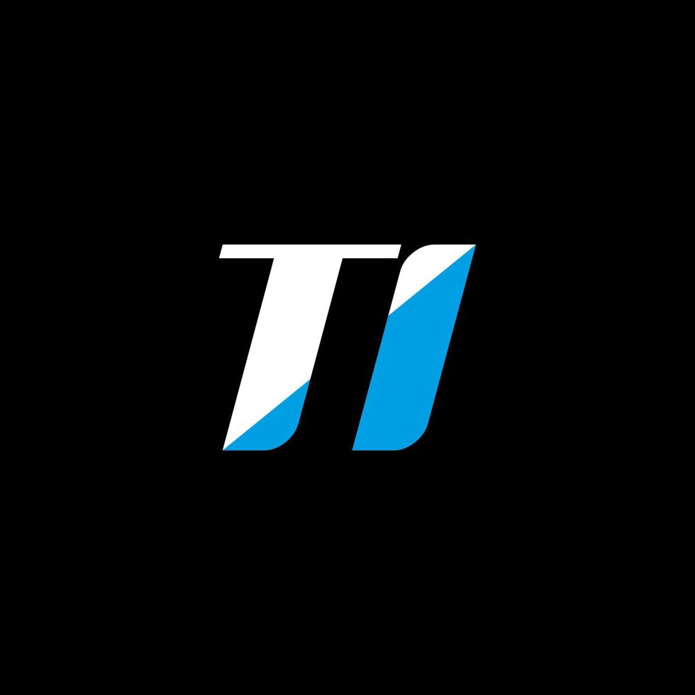 diseño de logotipo de letra ti sobre fondo negro. concepto creativo del logotipo de la letra de las iniciales ti. diseño de icono ti. ti diseño de icono de letra blanca y azul sobre fondo negro. ti vector