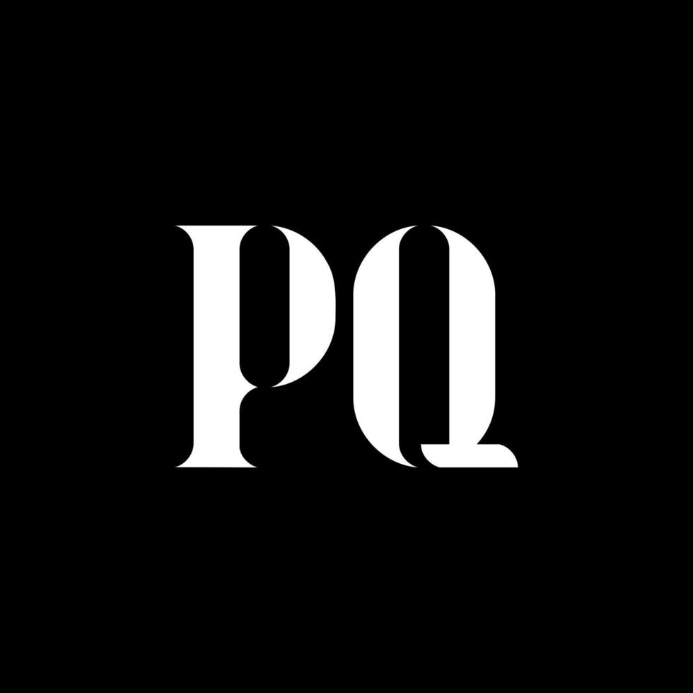 diseño del logotipo de la letra pq pq. letra inicial pq mayúscula monograma logo color blanco. logotipo pq, diseño pq. pq, pq vector