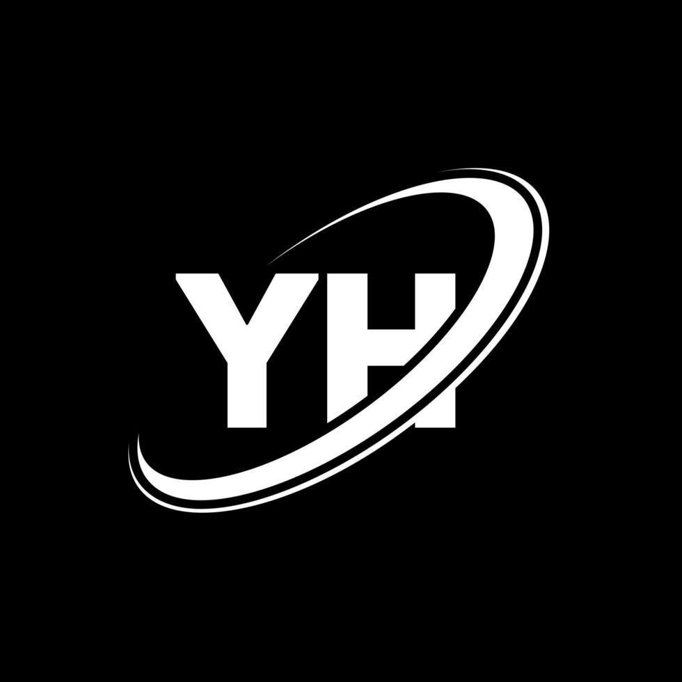 YH Y H letter logo design. Initial letter YH linked circle uppercase ...