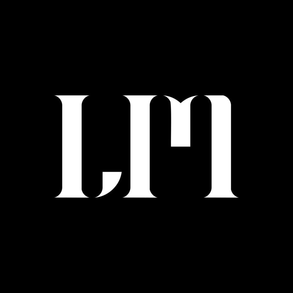 Diseño del logotipo de la letra lm lm. letra inicial lm mayúscula monograma logo color blanco. logotipo de película, diseño de película. yo, yo vector