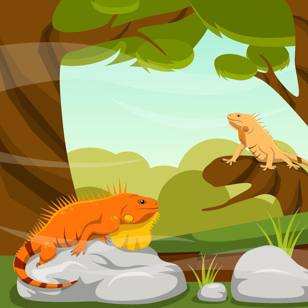 Exotic Pets Background with Iguana Concept vector
