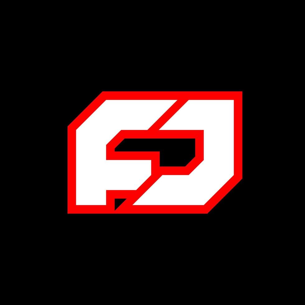FJ logo design, initial FJ letter design with sci-fi style. FJ logo for game, esport, Technology, Digital, Community or Business. F J sport modern Italic alphabet font. Typography urban style fonts. vector