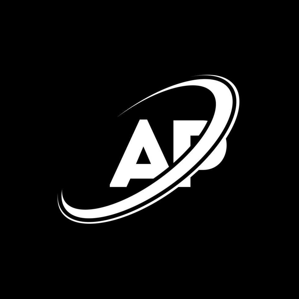 AP A P letter logo design. Initial letter AP linked circle uppercase monogram logo red and blue. AP logo, A P design. ap, a p vector