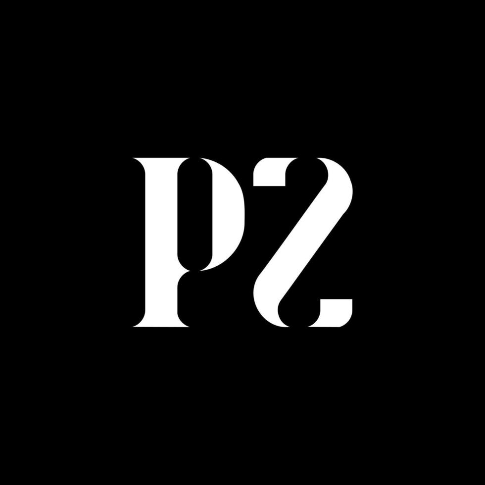 diseño del logotipo de la letra pz pz. letra inicial pz logotipo monograma en mayúsculas color blanco. logotipo pz, diseño pz. pz, pz vector