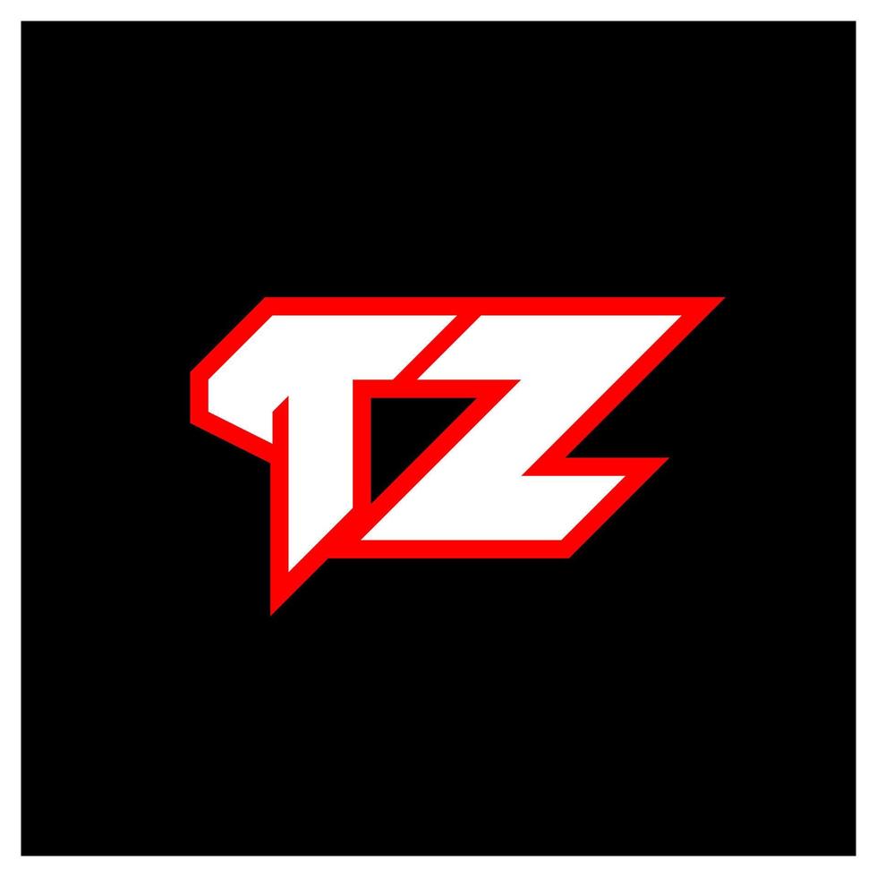 diseño de logotipo tz, diseño inicial de letras tz con estilo de ciencia ficción. logotipo tz para juegos, deportes, tecnología, digital, comunidad o negocios. tz sport fuente de alfabeto cursiva moderna. fuentes tipográficas de estilo urbano. vector