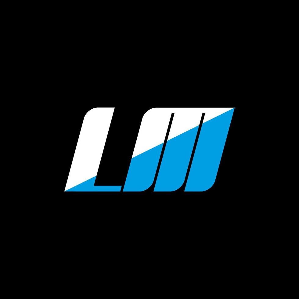 Diseño de logotipo de letra lm sobre fondo negro. Concepto de logotipo de letra de iniciales creativas lm. diseño de icono de película. lm diseño de icono de letra blanca y azul sobre fondo negro. estoy vector