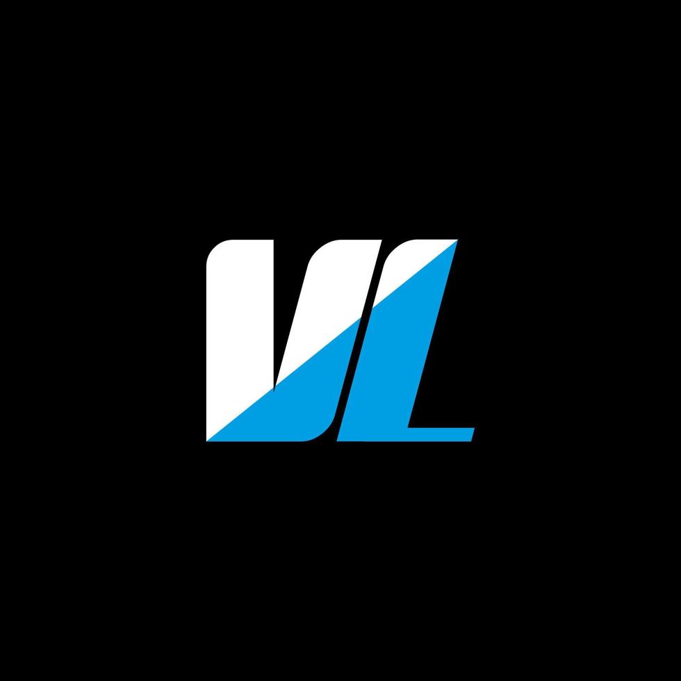 diseño de logotipo de letra vl sobre fondo negro. concepto de logotipo de letra de iniciales creativas vl. diseño de icono vl. vl diseño de icono de letra blanca y azul sobre fondo negro. vl vector