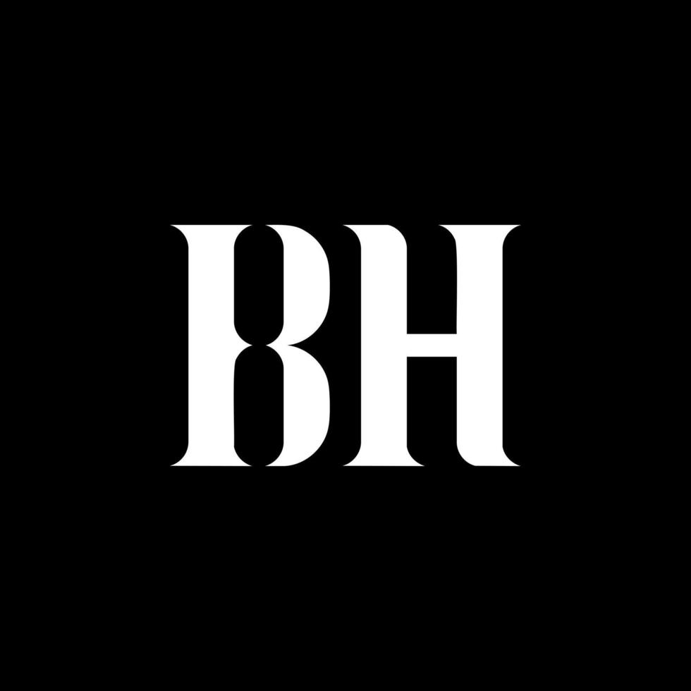 BH B H letter logo design. Initial letter BH uppercase monogram logo white color. BH logo, B H design. BH, B H vector