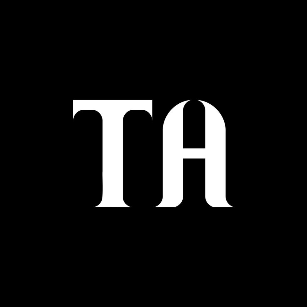 TA T A letter logo design. Initial letter TA linked circle uppercase monogram logo white color. TA logo, T A design. TA, T A vector