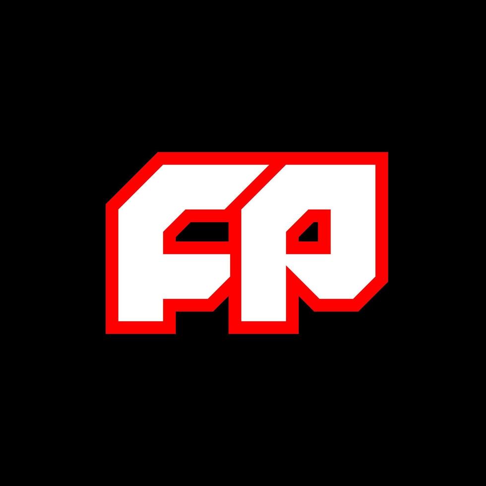 diseño de logotipo fp, diseño inicial de letras fp con estilo de ciencia ficción. logotipo fp para juegos, deportes, tecnología, digital, comunidad o negocios. fp sport fuente de alfabeto cursiva moderna. fuentes tipográficas de estilo urbano. vector