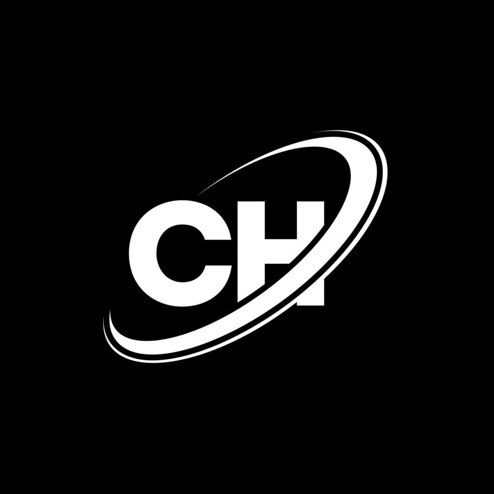 CH C H letter logo design. Initial letter CH linked circle uppercase monogram logo red and blue. CH logo, C H design. ch, c h vector