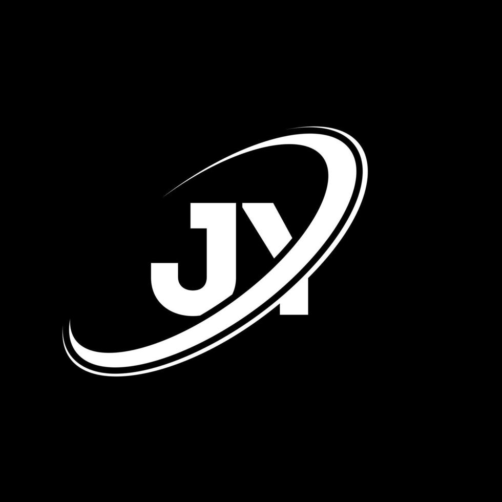 diseño del logotipo de la letra jy jy. letra inicial jy círculo vinculado en mayúsculas logotipo del monograma rojo y azul. logotipo jy, diseño jy. jy, jy vector