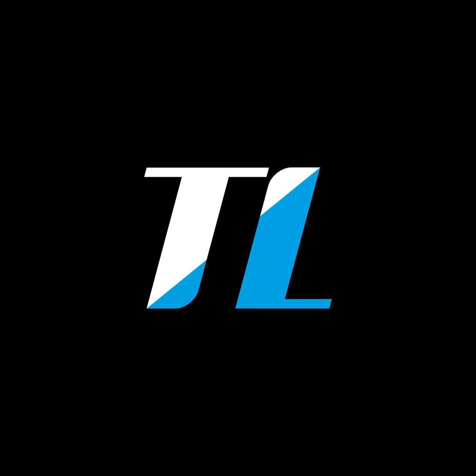 diseño de logotipo de letra tl sobre fondo negro. tl concepto de logotipo de letra de iniciales creativas. diseño de icono de TL. tl diseño de icono de letra blanca y azul sobre fondo negro. tl vector