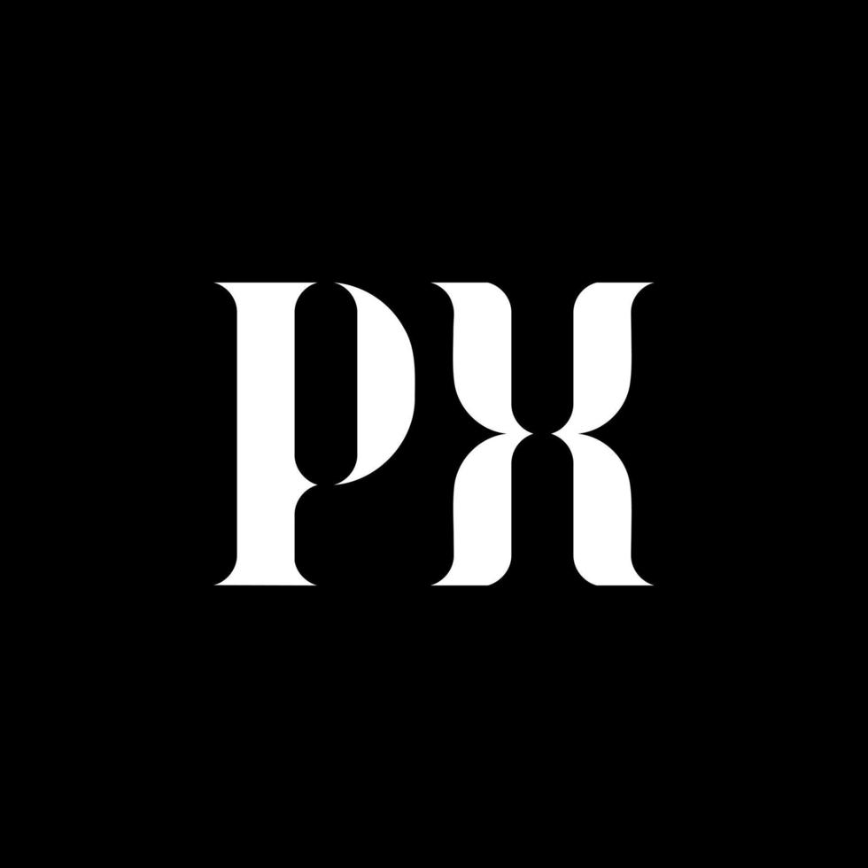 diseño del logotipo de la letra px px. letra inicial px mayúscula monograma logo color blanco. logotipo de px, diseño de px. píxel, píxel vector