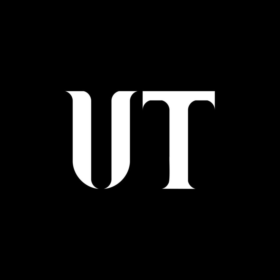 UT U T letter logo design. Initial letter UT linked circle uppercase monogram logo white color. UT logo, U T design. UT, U T vector