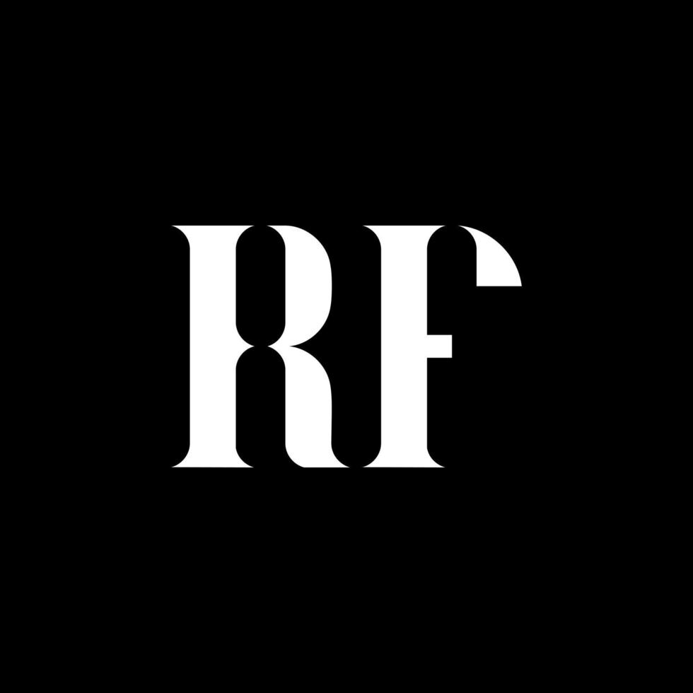 RF R F letter logo design. Initial letter RF uppercase monogram logo white color. RF logo, R F design. RF, R F vector