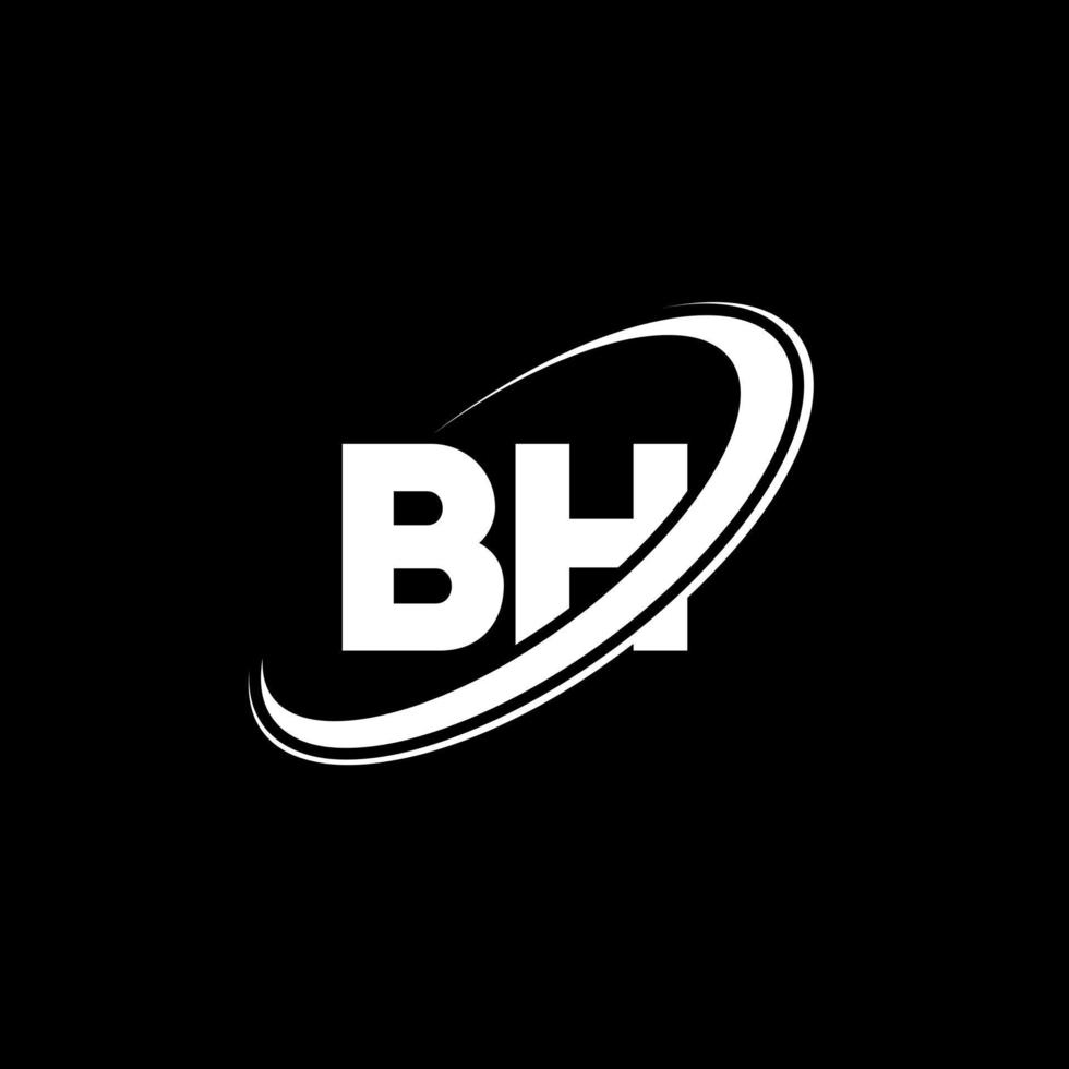 BH B H letter logo design. Initial letter BH linked circle