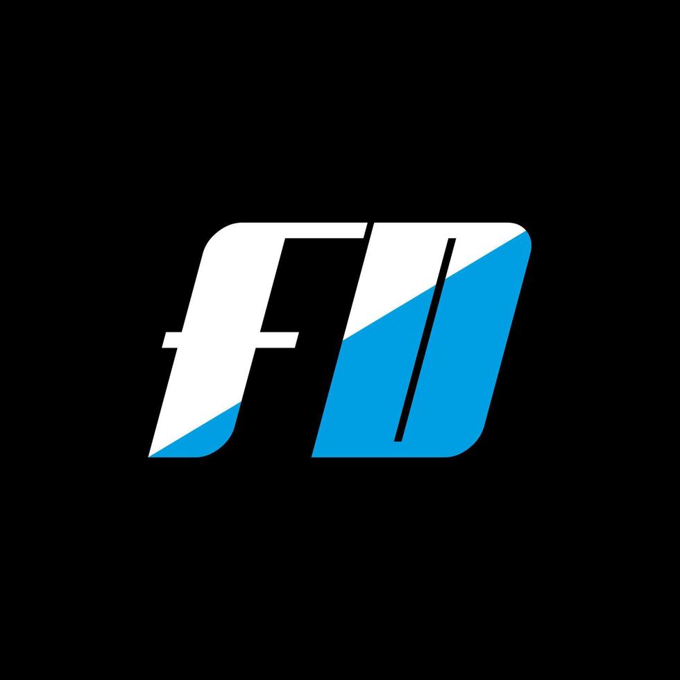 FD letter logo design on black background. FD creative initials letter logo concept. fd icon design. FD white and blue letter icon design on black background. F D vector
