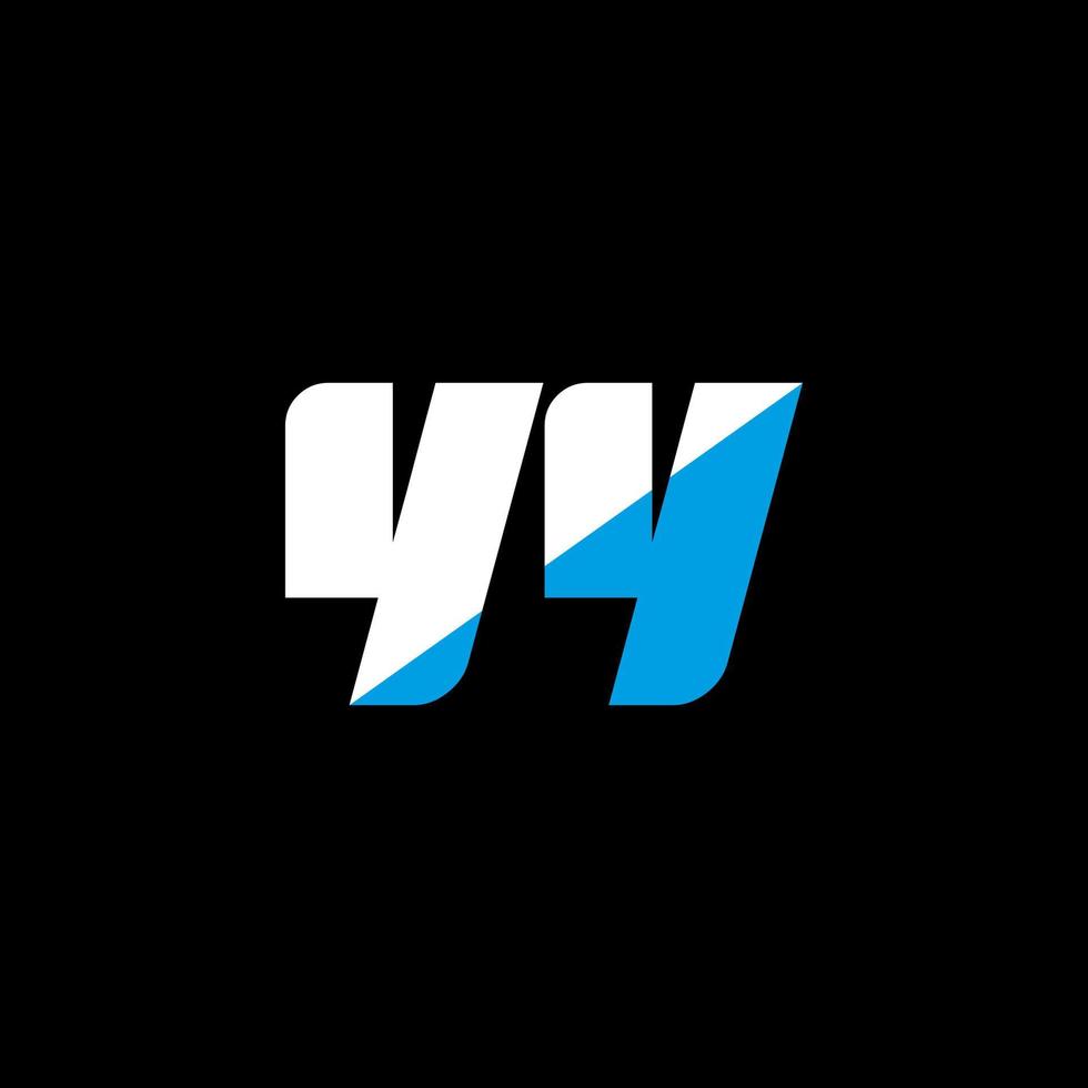 diseño de logotipo de letra yy sobre fondo negro. yy concepto creativo del logotipo de la letra de las iniciales. diseño de icono yy. yy diseño de icono de letra blanca y azul sobre fondo negro. yy vector