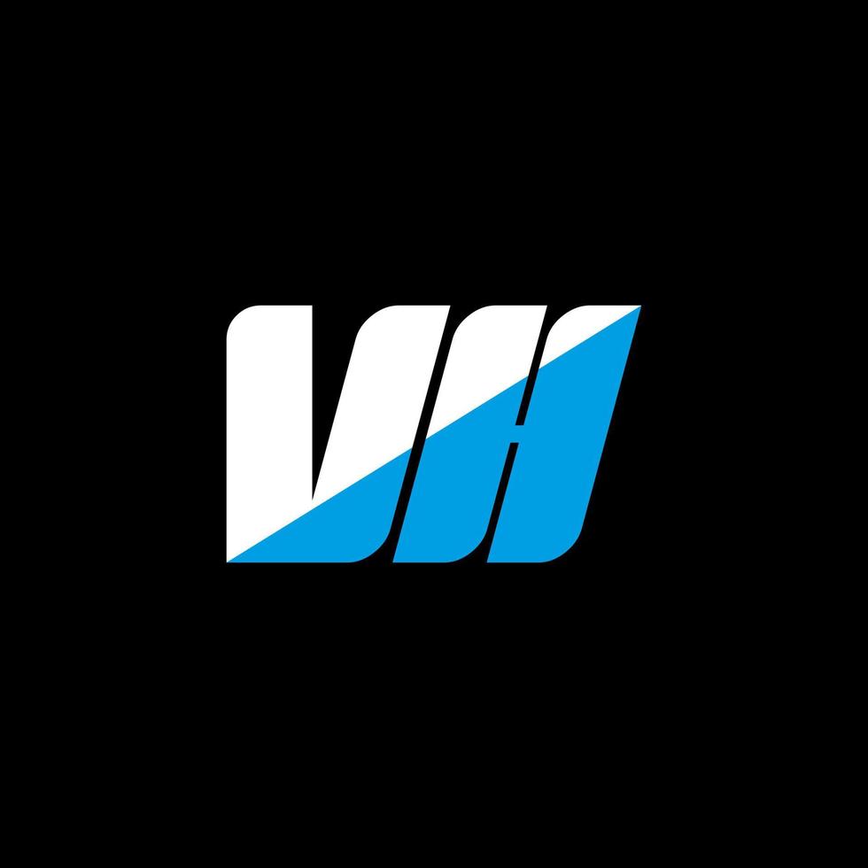 diseño de logotipo de letra vh sobre fondo negro. concepto de logotipo de letra de iniciales creativas vh. diseño de icono vh. vh diseño de icono de letra blanca y azul sobre fondo negro. vh vector